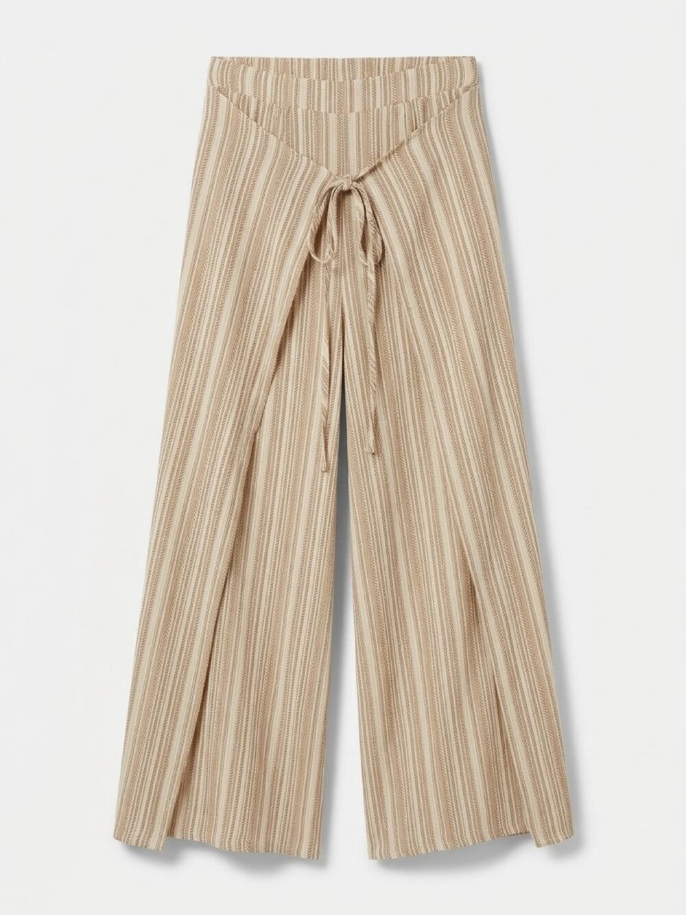Hem & Thread Beach Wrap Pants – Natural Stripe Size Small